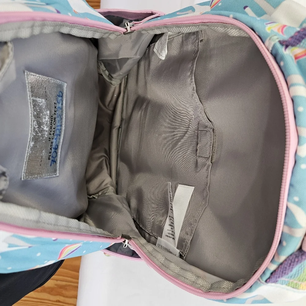 PBK Mackenzie Backpack & Lunchbox Aqua Unicorn Harper Monogram Good Condition